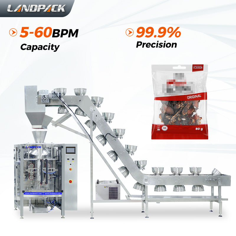 Automatic Beef Jerky Packing Machine With Bowl Inclined Bucket Conveyor