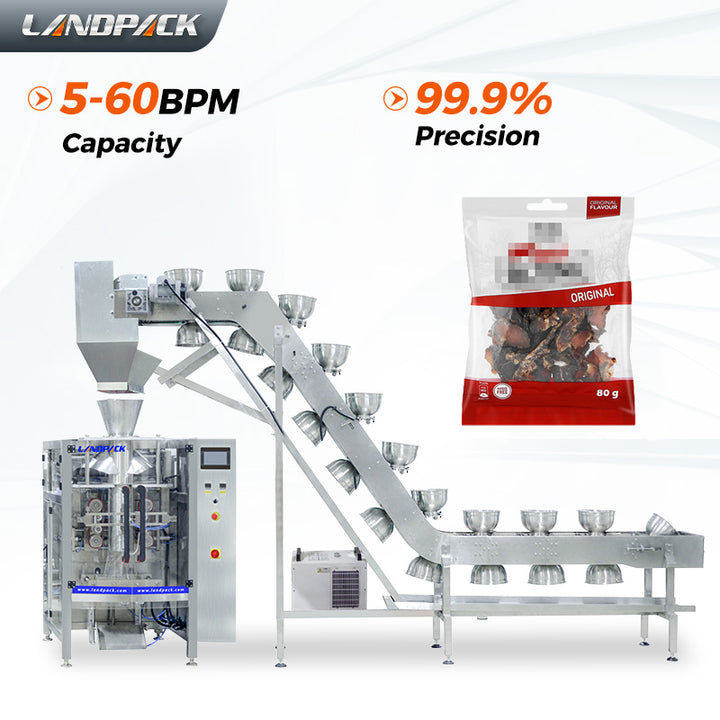 Automatic Beef Jerky Packing Machine With Bowl Inclined Bucket Conveyor