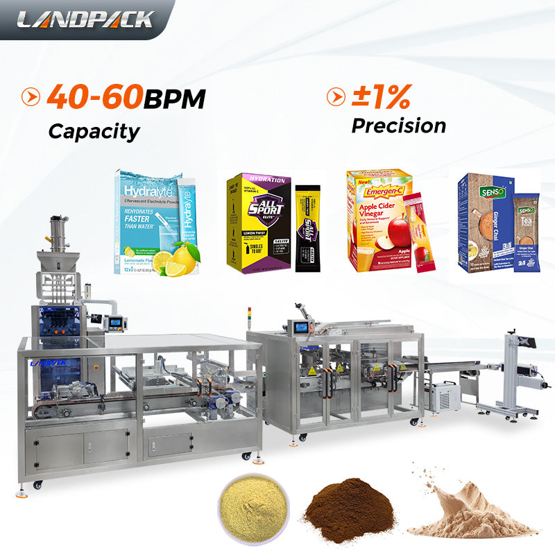 Automatic Powder Stick Counting Packaging Cartoning Machine Line