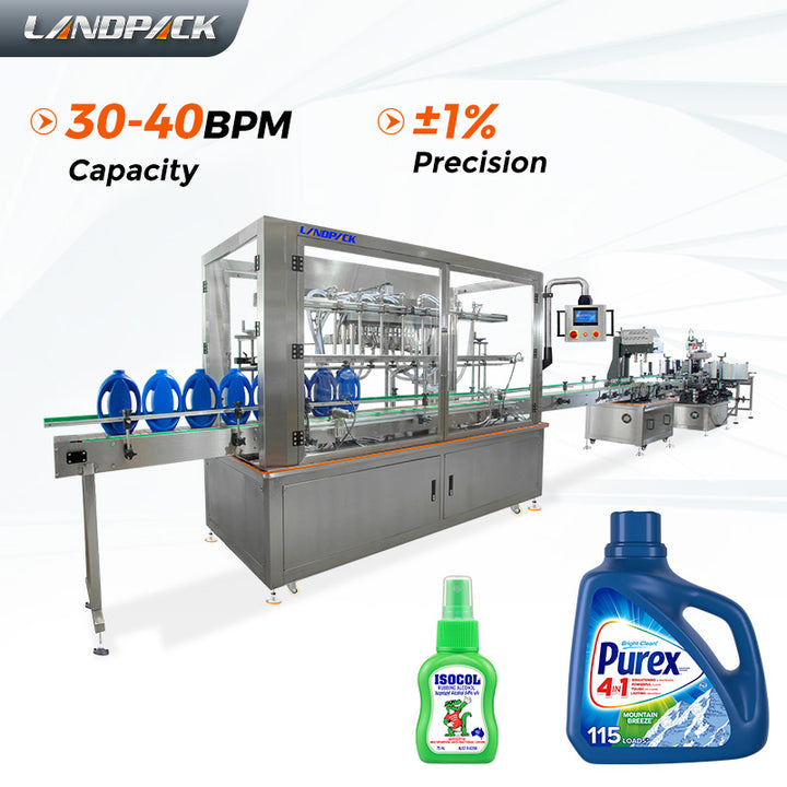 Automatic Dish Wash Detergent Liquid Filling Capping Labeling Line With Bottle Unscrambler