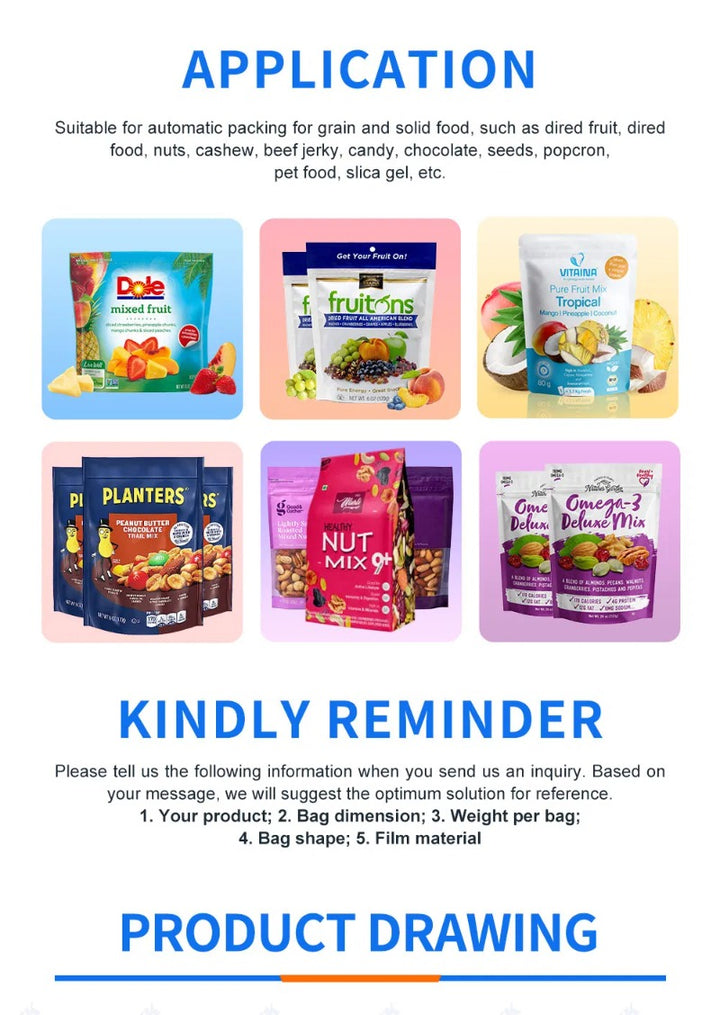 Multifunction Mix Dried Fruit Rotary Stand Up Pouch Doypack Packing Machine
