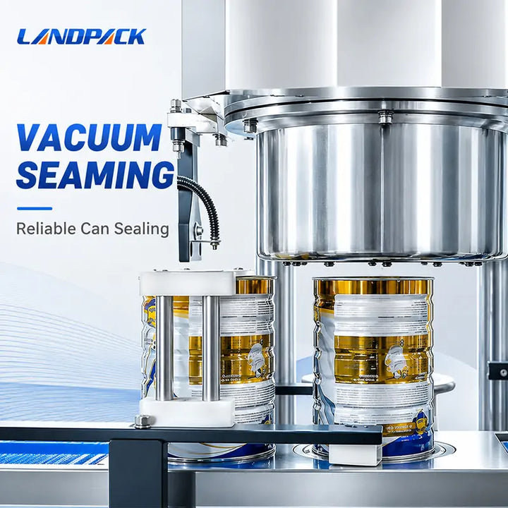 Automatic Milk Powder Can Filling Seaming Line With Spoon Inserting, Vacuum Nitrogen Flushing, Cap Pressing and UV Air Cleaning