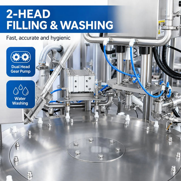 High Speed 2 Heads Liquid Spout Pouch Filling and Capping Machine With CIP System