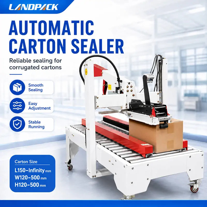 Automatic Bottles, Cans, Jars Case Packing System with Case Erector and Sealer