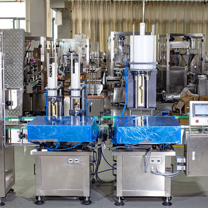 Automatic Mixed Candy Plastic Jar Bottles Filling And Caps Pressing Machine Line