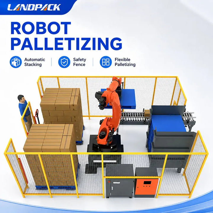 Automatic Carton Case Packing and Robotic Palletizing System for Packaging Line Integration