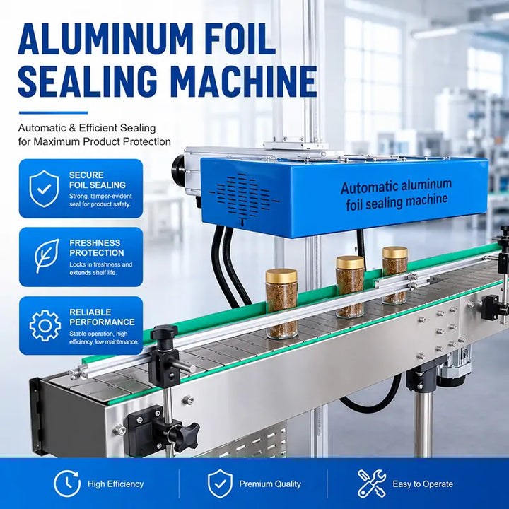 Automatic Freeze-Dried Coffee Granule Bottle Filling Cap Pressing Foil Sealing Labeling and Shrink Wrapping Line