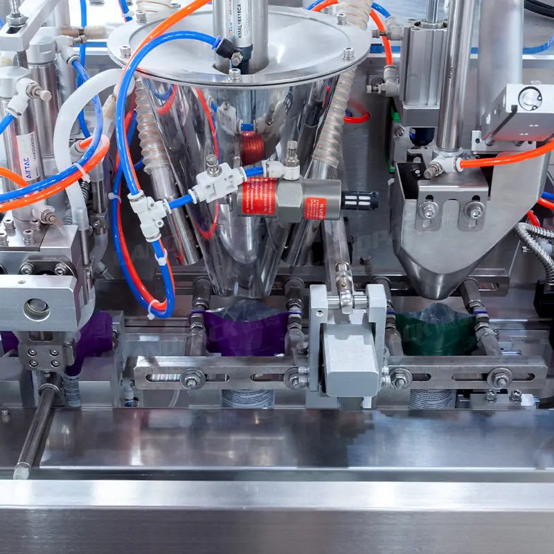Automatic Powder Premade Pouch Filling and Sealing Machine with Spoon Inserter and Checkweigher