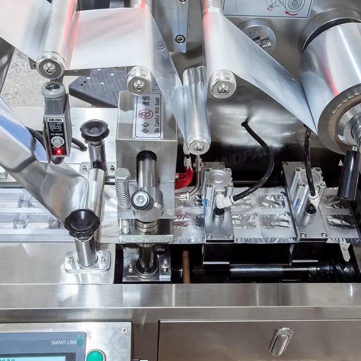 Automatic Double-Head Chocolate Cream Sauce Blister Filling and Sealing Machine with Heated Stirring Hopper