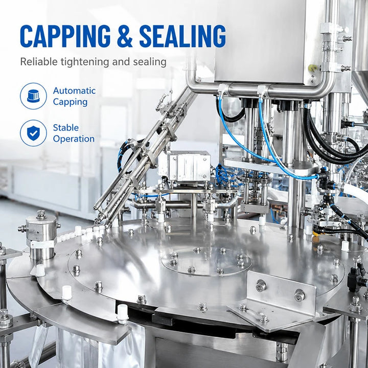 High Speed 2 Heads Liquid Spout Pouch Filling and Capping Machine With CIP System