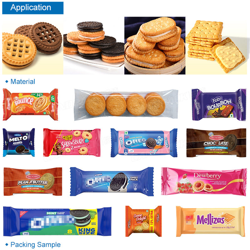 Automatic Sandwich Biscuits Packing Machine With Cream Injector