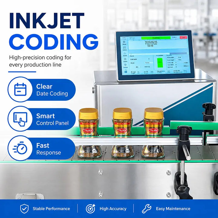 Automatic Freeze-Dried Coffee Granule Bottle Filling Cap Pressing Foil Sealing Labeling and Shrink Wrapping Line