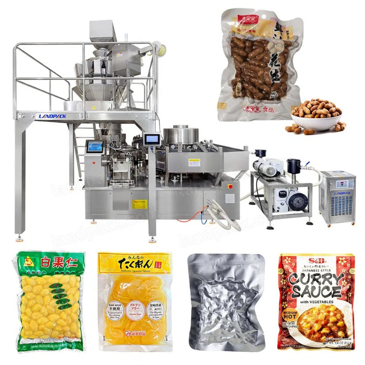 Automatic Cooked Food Retort Pouch Rotary Vacuum Doypack Packing Machine