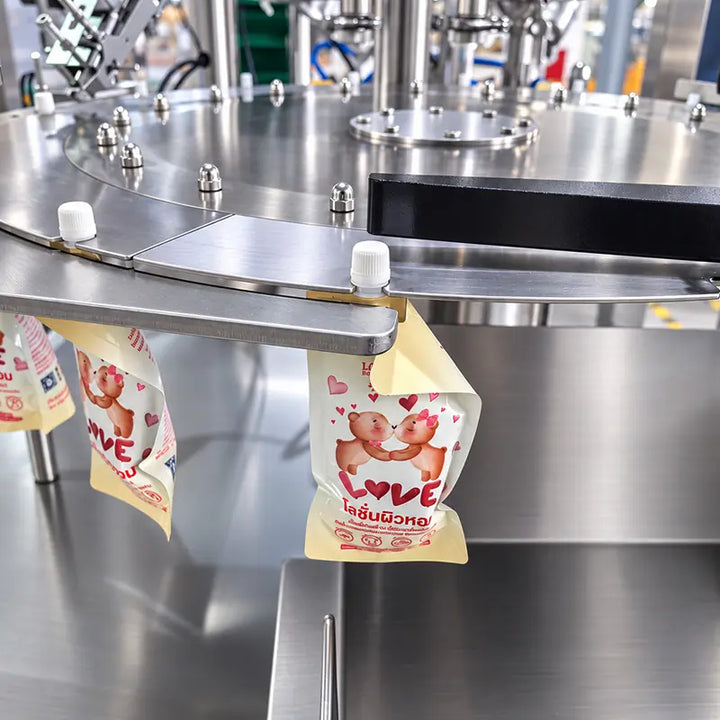 Automatic Liquid Rotary Spout Pouch Filling Machine with Dual Piston Filling and Capping