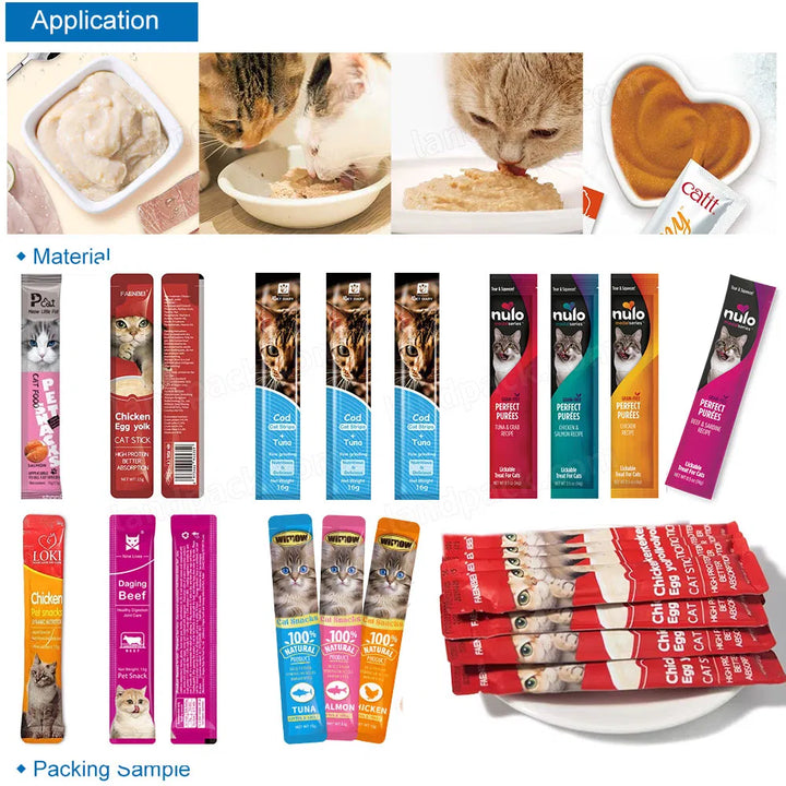 Automatic 6 Lanes Stick Pack Cat Strip Pet Food Liquid Paste Packing Machine