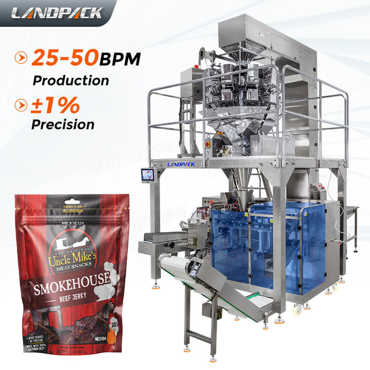 Automatic Beef Jerky Doypack Granule Packing Machine with Multi Heads Weigher