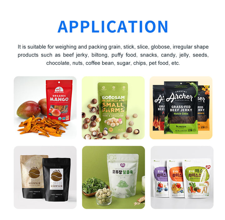 Automatic Beef Jerky Doypack Granule Packing Machine with Multi Heads Weigher