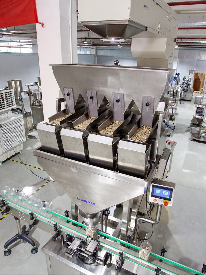 Fully Automatic Granule Salt Rice Bean Seeds Grain Filling Capping Labeling Machine Line