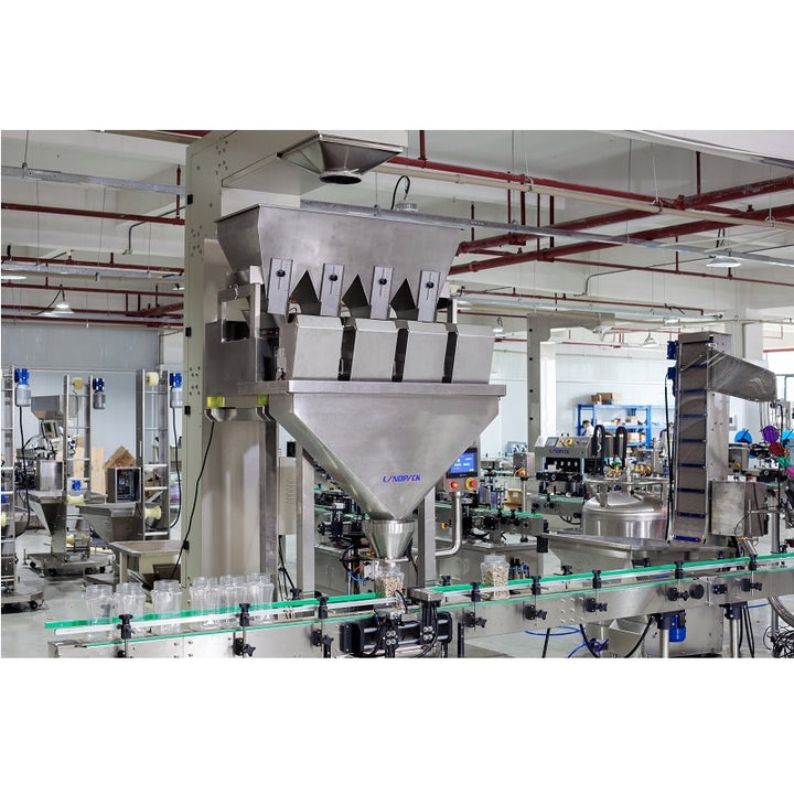 Fully Automatic Granule Salt Rice Bean Seeds Grain Filling Capping Labeling Machine Line