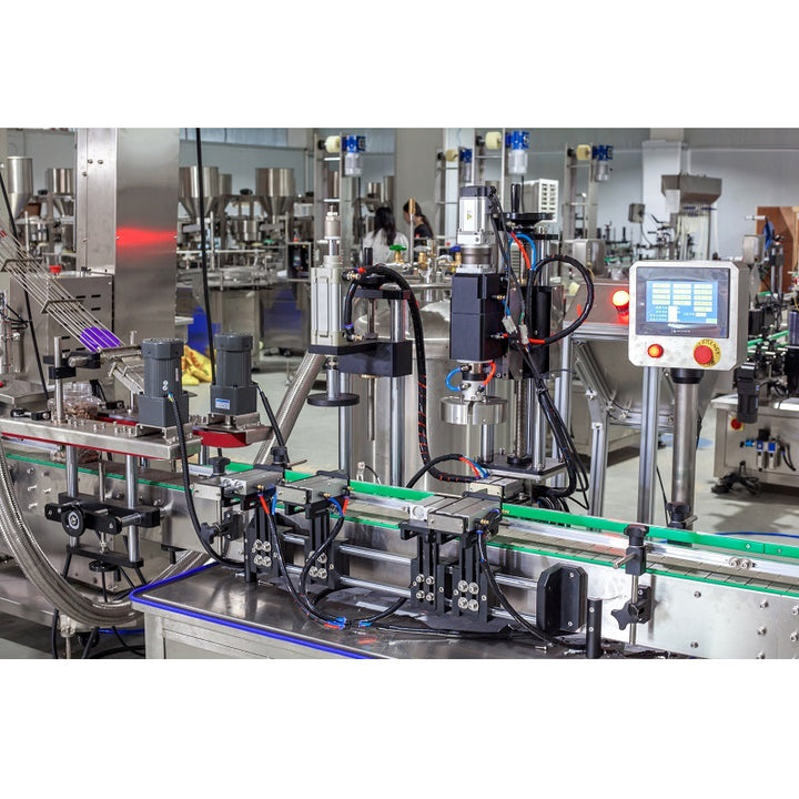 Fully Automatic Granule Salt Rice Bean Seeds Grain Filling Capping Labeling Machine Line