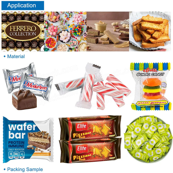 Automatic Candy Gummy Horizontal Flow Wrap Machine Pillow Packing Machine