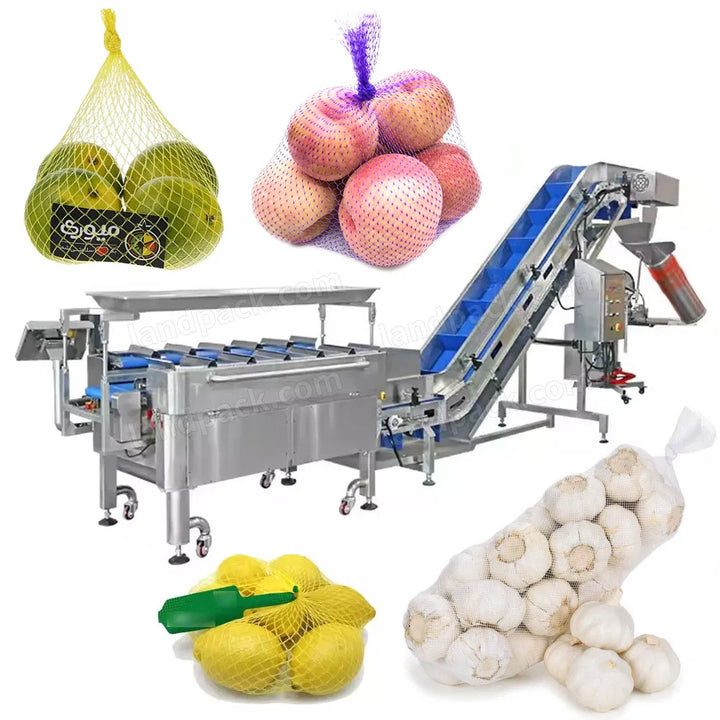 Automatic Fruit Vegetable Orange Mesh Bag Netting Clipping Packing Machine