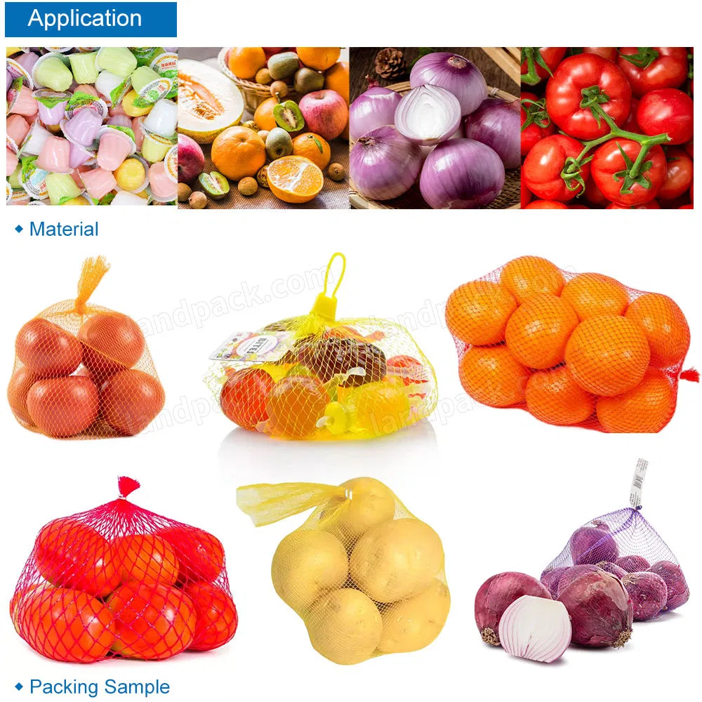 Automatic Fruit Vegetable Orange Mesh Bag Netting Clipping Packing Machine