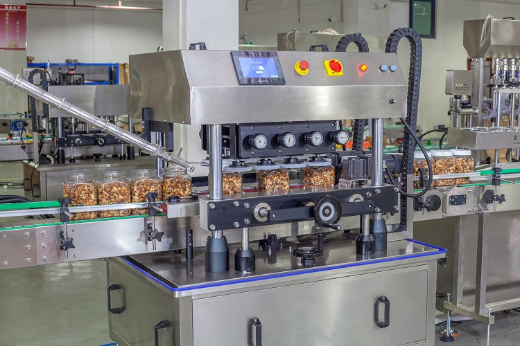Automatic Glass Plastic Bottle Can Granule Filling Capping Labeling Machine Line