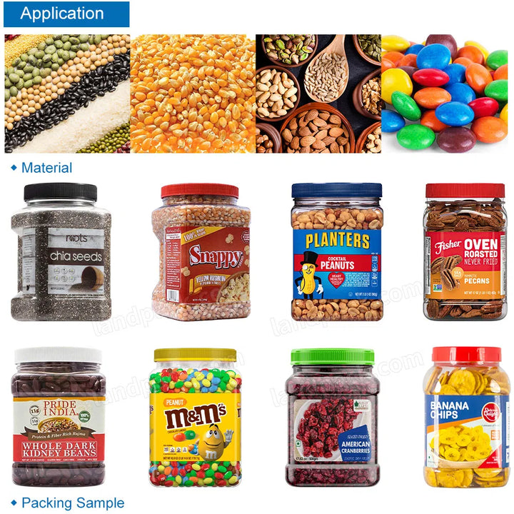 Automatic Granule Almond Peanut Beans Bottle Filling Capping Labeling Machine Line