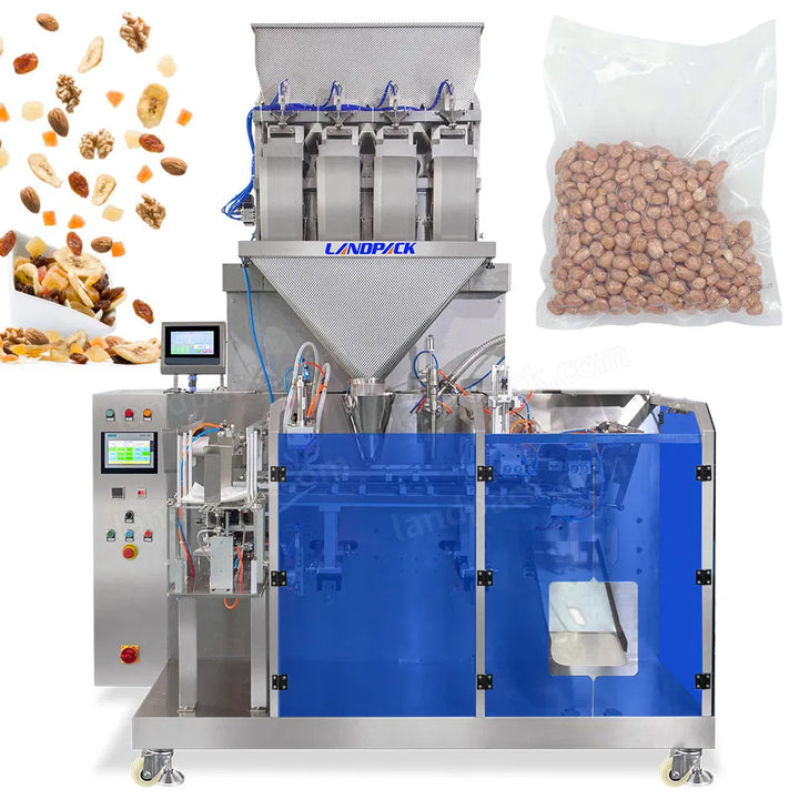 Automatic 4 Heads Linear Weighers Grain Product Premade Pouch Packaging Machine