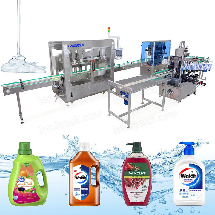 Automatic Liquid Soap Hand Sanitizer Bottle Filling Capping Labeling Machine Line