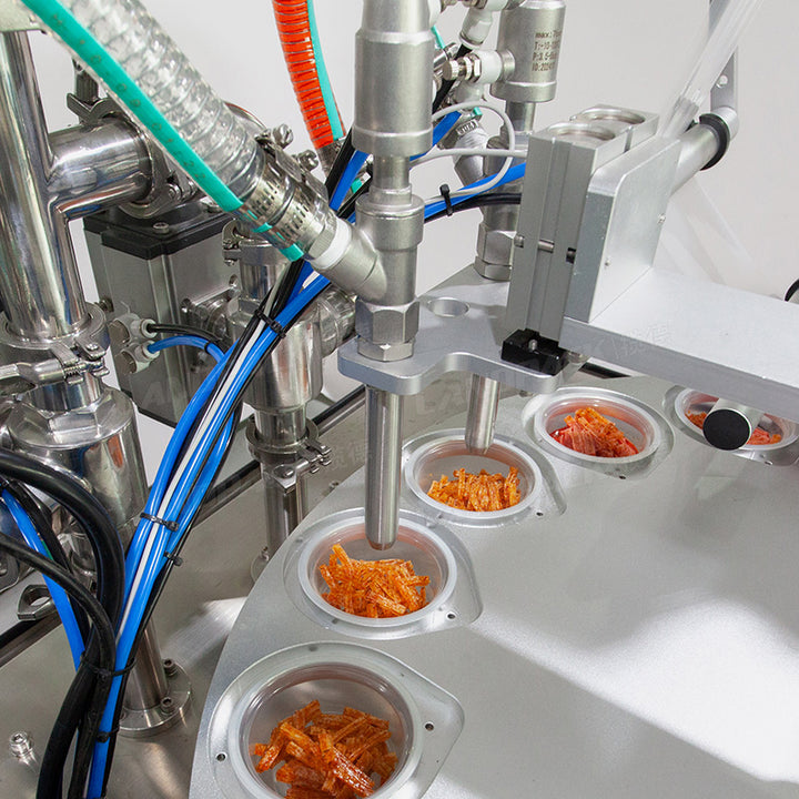 Automatic Cup Filling Sealing Machine For Pickle Soy Garlic Chilli Sauce Yogurt