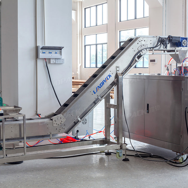 Automatic Dry Fruit Zipper Pouch Packing Machine With Chain Bucket Feeding