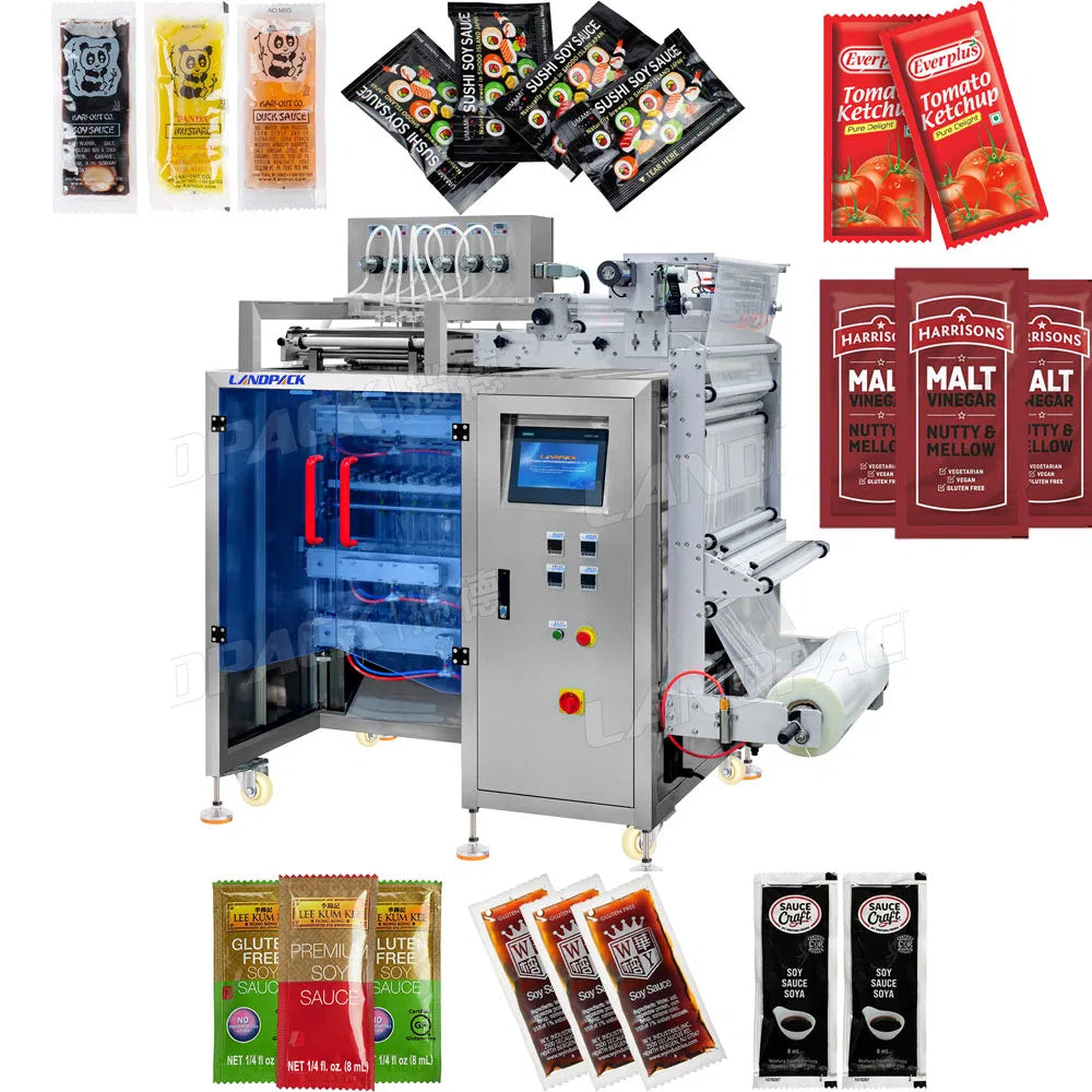 Automatic Multi Lanes Soy Sauce Chili Sauce Hot Sauce Ketchup Sachet Bag Packing Machine