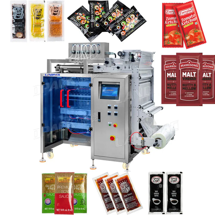 Automatic Multi Lanes Soy Sauce Chili Sauce Hot Sauce Ketchup Sachet Bag Packing Machine