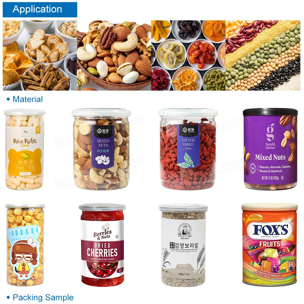 Automatic Granule Cans Tin Filling Machine With Multihea Weighing
