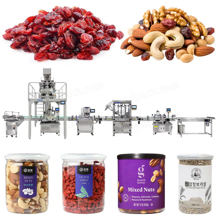 Automatic Granule Cans Tin Filling Machine With Multihea Weighing