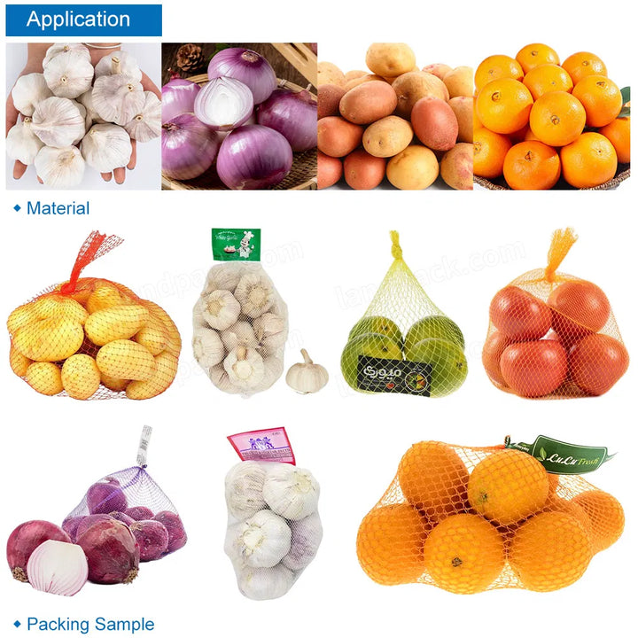 Automatic Orange Garlic Onion Potato Fruits Vegetable Mesh Bag Packing Machine