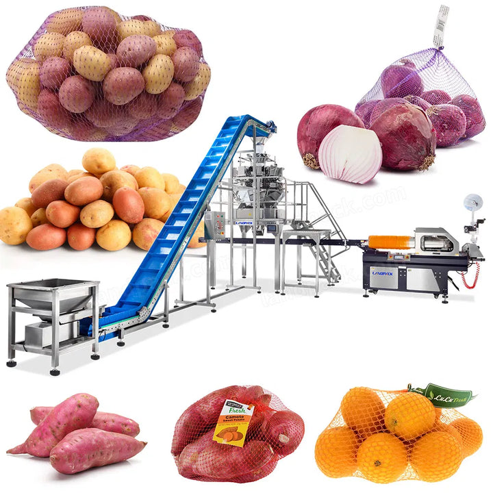 Automatic Orange Garlic Onion Potato Fruits Vegetable Mesh Bag Packing Machine