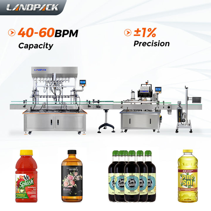Automatic Plastic Bottle Liquid Filling Capping Labeling Machine Line