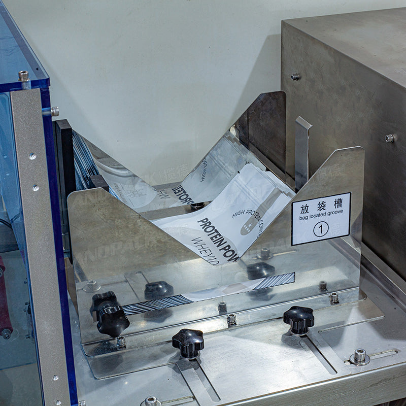 Automatic Powder M Shape Pouch Mini Doypack Packing Machine With Vacuum Cleaner