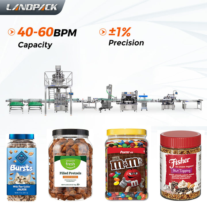 Automatic Rotary Nut Cashew Peanut Bottles Weighing Filling Capping and Labeling Machine