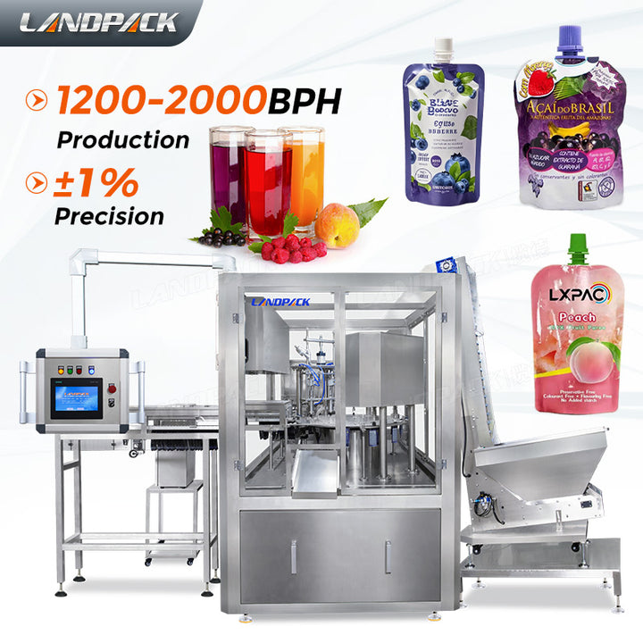 Automatic Liquid Spout Pouch Squeeze Pouch Rotary Filling Capping Machine
