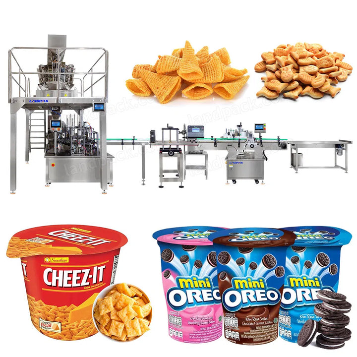 Automatic Snack Granule Cup Filling Sealing Machine Production Line