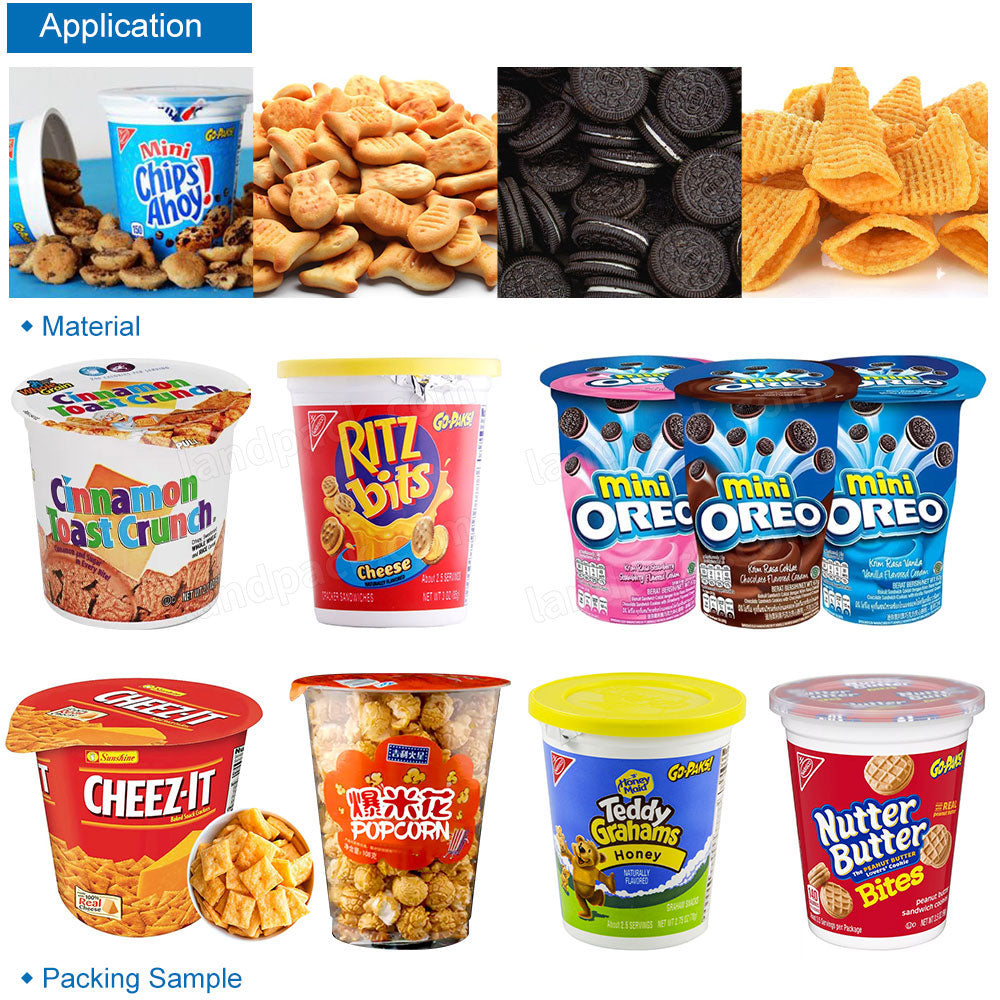 Automatic Snack Granule Cup Filling Sealing Machine Production Line
