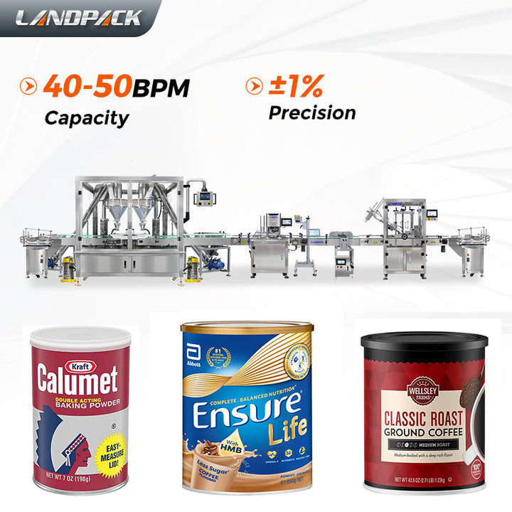 Automatic Powder Jar Can Filling Capping Sealing Machine Line 