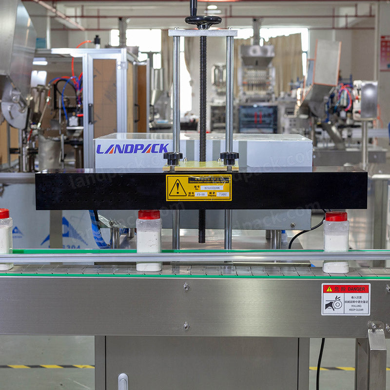 Full Automatic Talcum Powder Bottle Filling Capping Labeling Machine Line