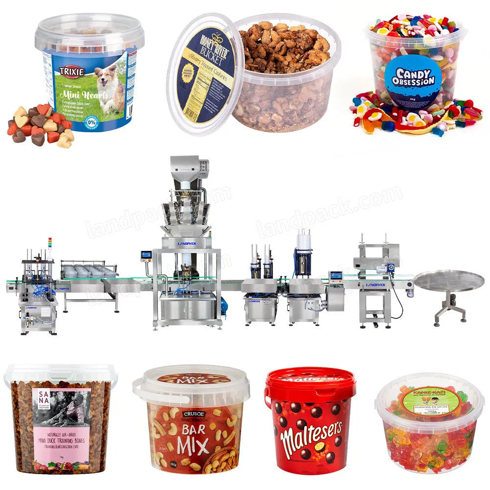 Full Automatic Seed Snack Food Plastic Jar Bottles Filling and Capping Line Machine