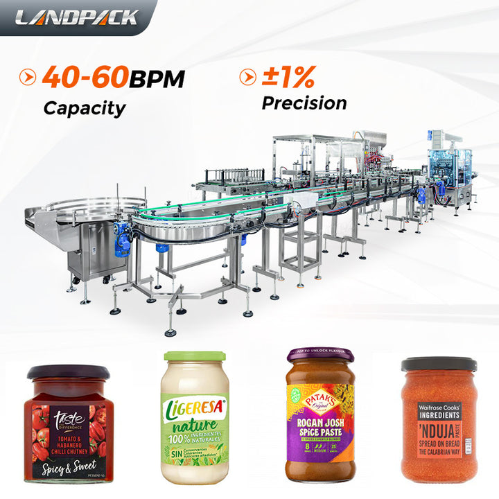 Automatic Peanut Butter Jam Bottle Jar Washing Filling Capping Machine