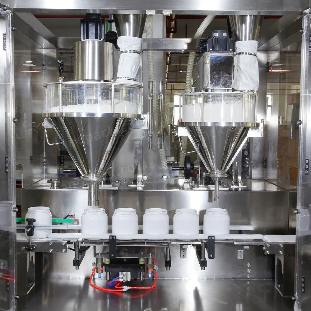 Automatic Nutrition Powder Bottle Filling Capping Labeling Machine Line